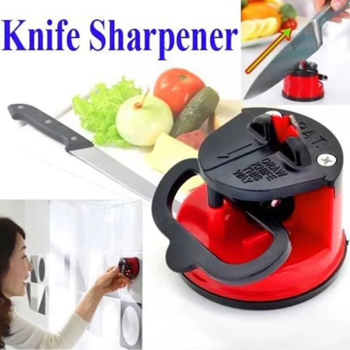 Professional 2-Stage Kitchen Knife Sharpener | Tungsten Carbide Blades | Non-Slip Suction Cup Base