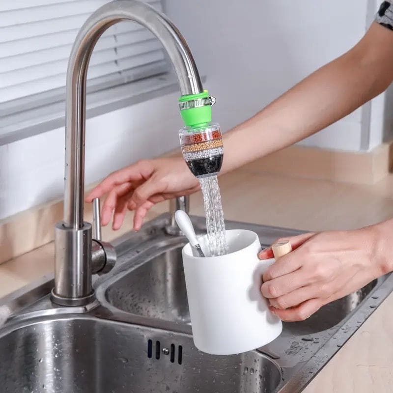6-Layer Faucet Filter with Splash Fan &amp; Clip – Kitchen Sink Shower Attachment