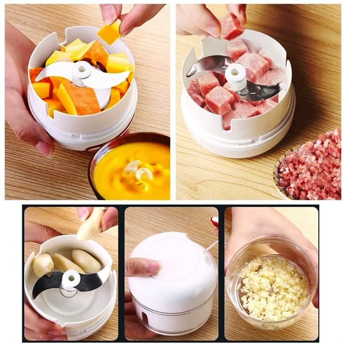 Hand-Powered Mini Food Chopper & Meat Grinder – Multi-Purpose Manual Mincer, Blender & Mixer for Fruits, Vegetables, Nuts & Meat