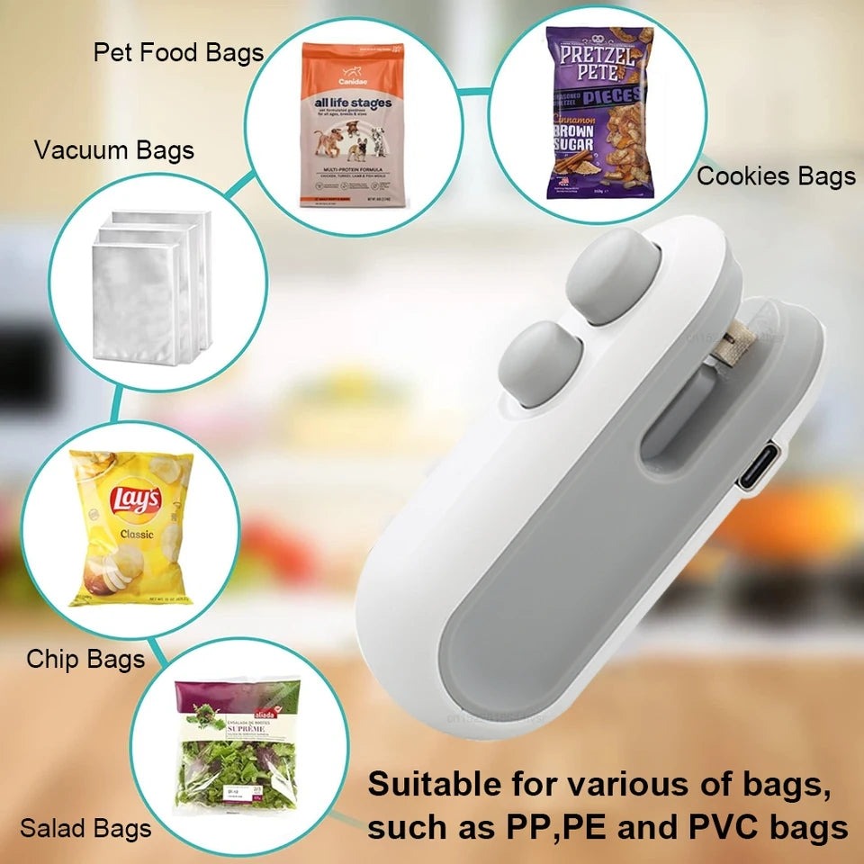 Portable USB Rechargeable Heat Sealer Machine for Food & Snack Bags