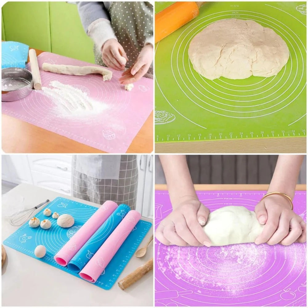 Silicone Baking Roti Mat | Heat Resistant | Non‑Stick Dough Pad with Measurements | Random Colour