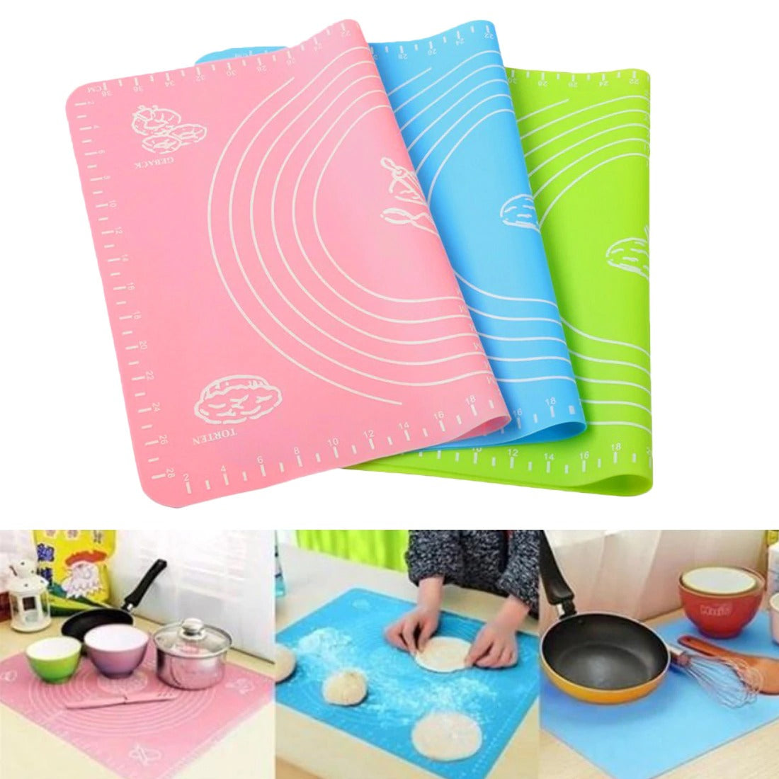 Silicone Baking Roti Mat | Heat Resistant | Non‑Stick Dough Pad with Measurements | Random Colour