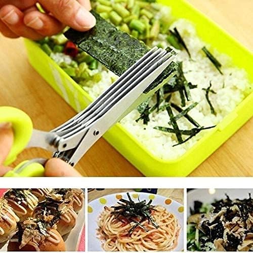 5-Layer Vegetable Cutting Scissors | Multi-Blade Herb &amp; Salad Cutter for Kitchen