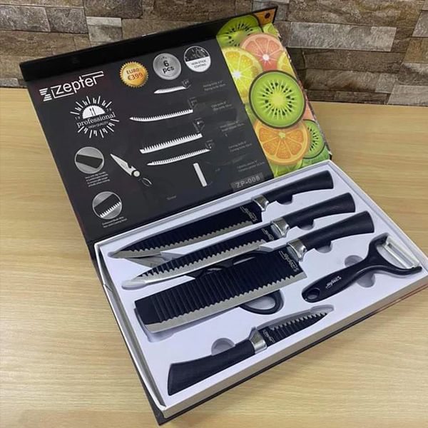 6-Piece Professional Non-Stick Kitchen Knife Set – High Carbon Super Sharp Blades