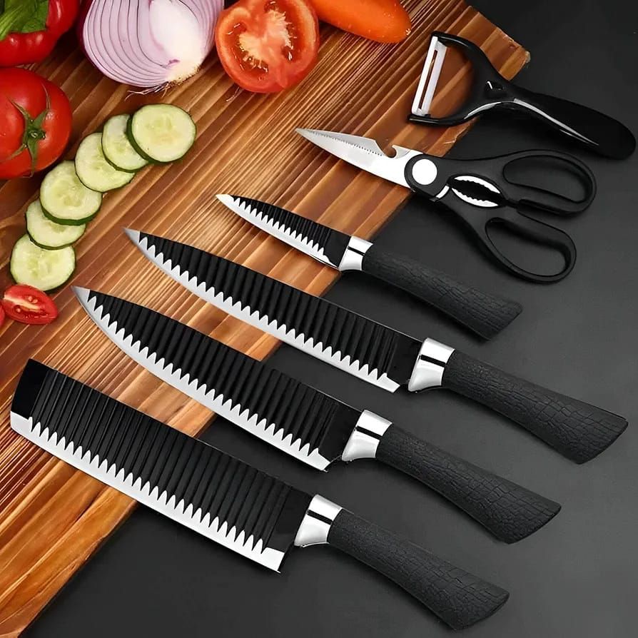 6-Piece Professional Non-Stick Kitchen Knife Set – High Carbon Super Sharp Blades