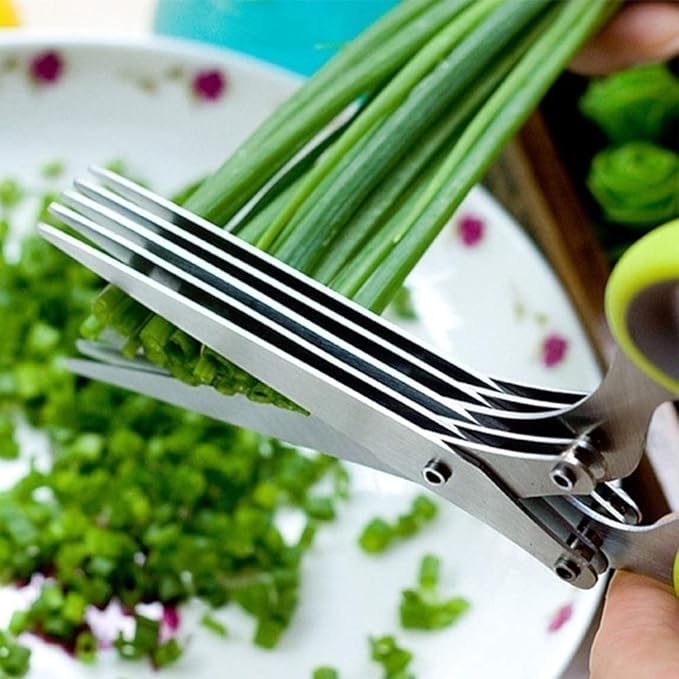 5-Layer Vegetable Cutting Scissors | Multi-Blade Herb &amp; Salad Cutter for Kitchen