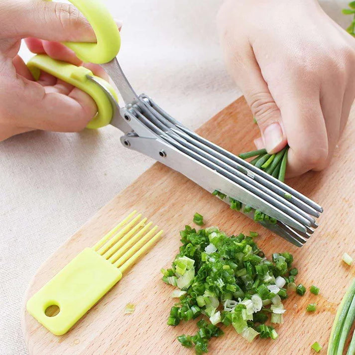 5-Layer Vegetable Cutting Scissors | Multi-Blade Herb &amp; Salad Cutter for Kitchen