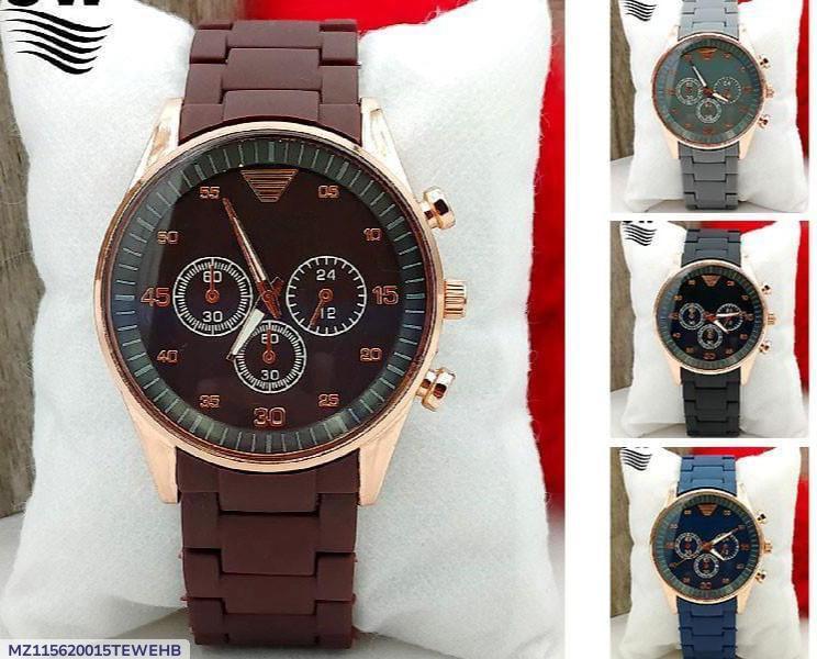 Men’s Stainless Steel Chronograph Watch – Brown Strap