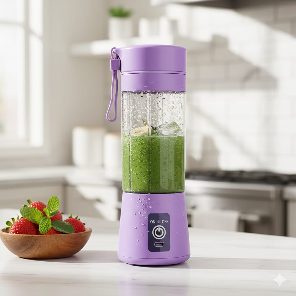 Rechargeable Portable Mini Juicer Blender – 6-Blade USB Juicing Cup (380ml) | Travel & Outdoor Use [Random Color]