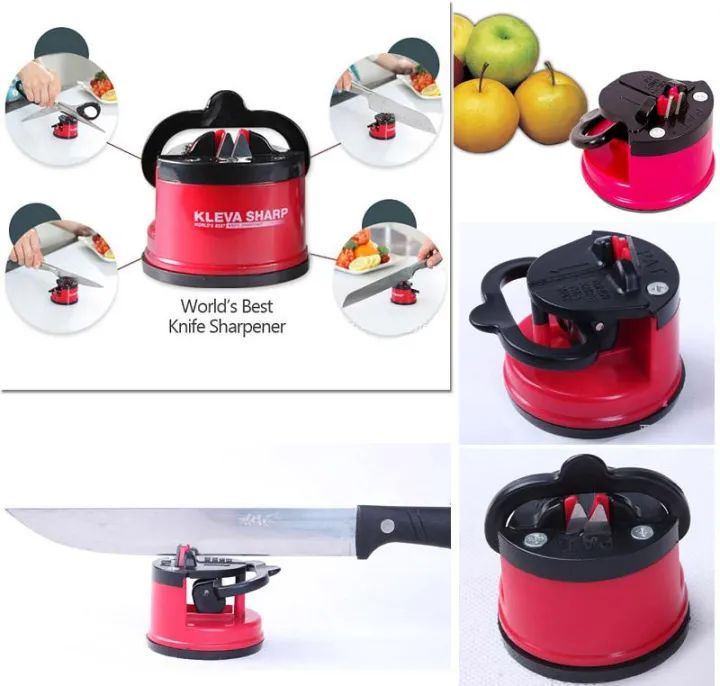 Professional 2-Stage Kitchen Knife Sharpener | Tungsten Carbide Blades | Non-Slip Suction Cup Base