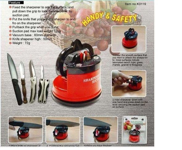 Professional 2-Stage Kitchen Knife Sharpener | Tungsten Carbide Blades | Non-Slip Suction Cup Base