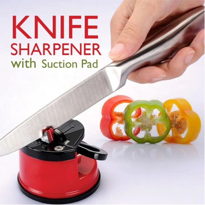 Professional 2-Stage Kitchen Knife Sharpener | Tungsten Carbide Blades | Non-Slip Suction Cup Base